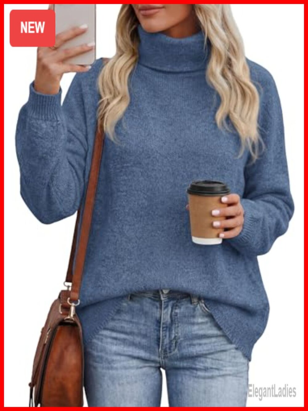 Womens Oversized Turtleneck Sweater Chunky Knit Pullover Winter Warm